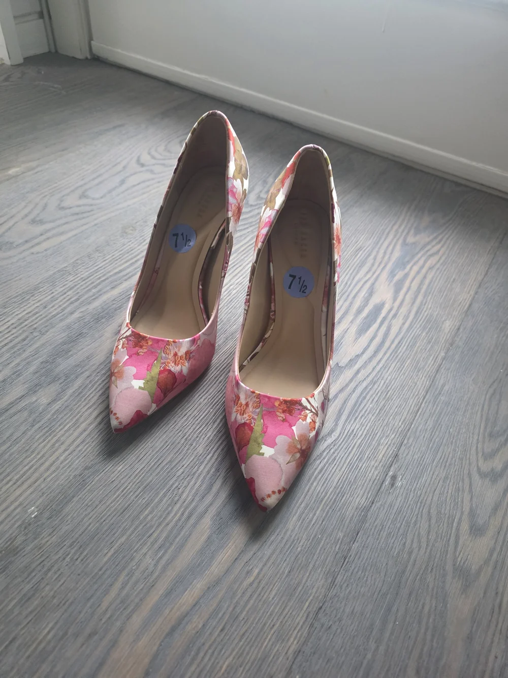 Ted Baker London Floral Pointed-Toe Heels in Pink and Green